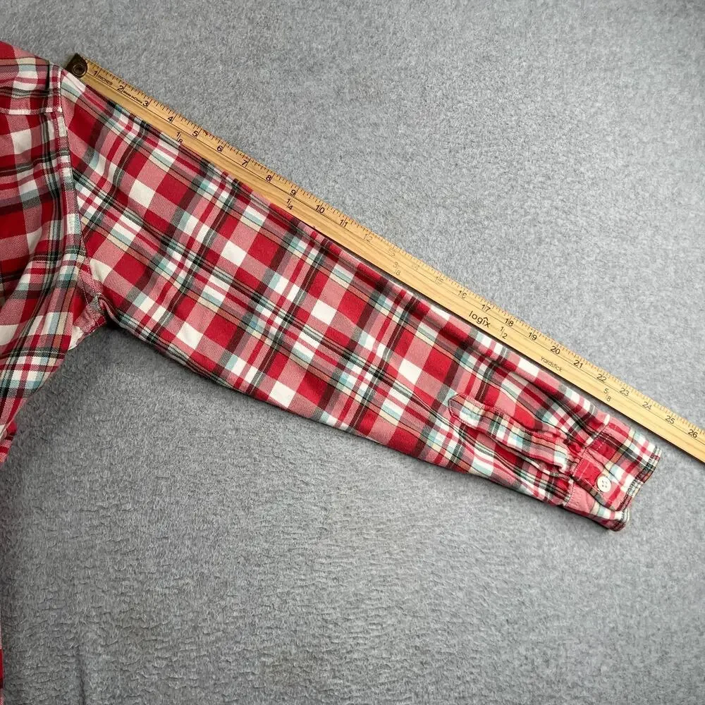 J Crew Shirt Red Plaid Pockets Casual Classic Button Up Long Sleeve Mens Medium